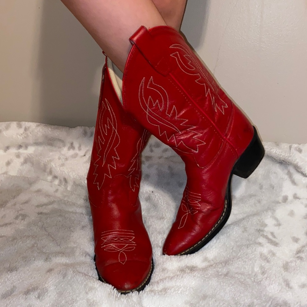 Old west cowgirl red boots Sz:30 US 13/1 size in little kid